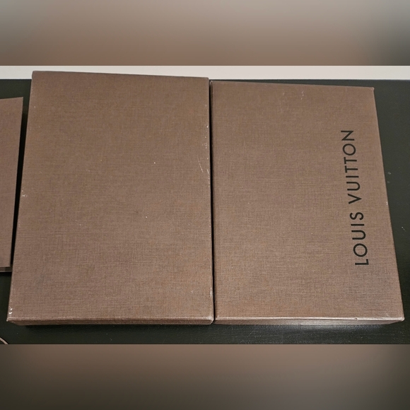 LOUIS VUITTON Brown Box W Lid Leather Ribbon Card Receipt Holder Empty Gift Set - Picture 5 of 10